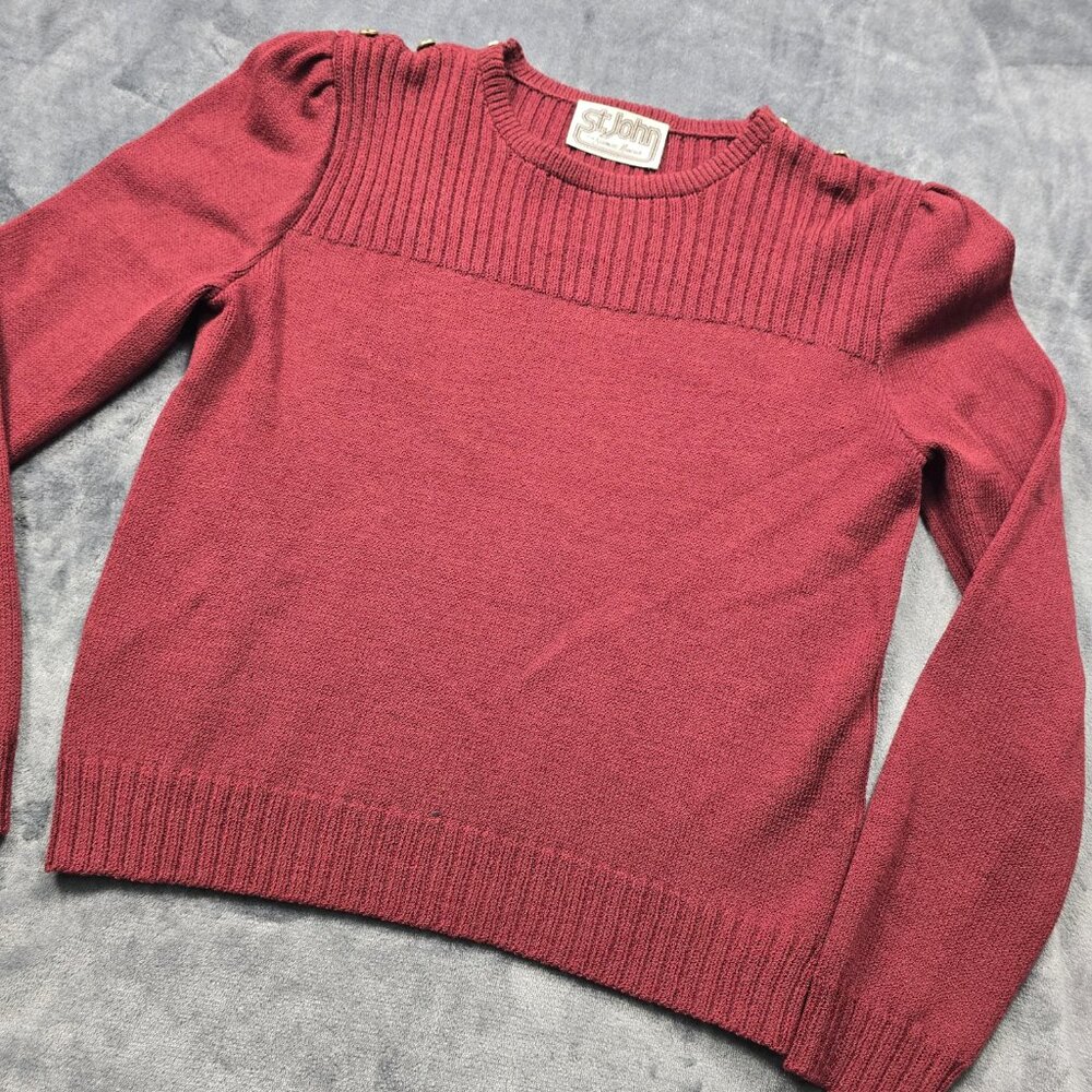 St. John Vintage Red Knit Sweater Pleated Skirt Set Medium - Picture 15 of 16